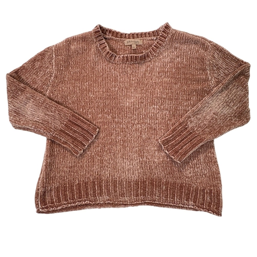 Philosophy Republic Clothing Rose Pink Chenille Knit Crew Neck Sweater Womens L